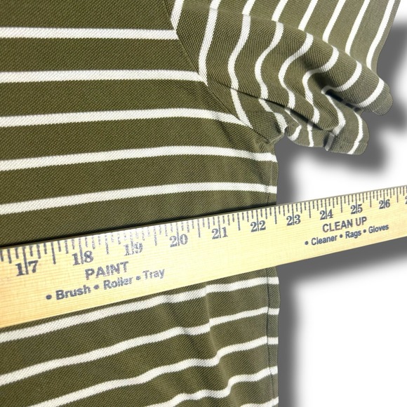 Polo Ralph Lauren Large Green Polo Striped Cotton Long Tail Preppy Golf Shirt - Picture 5 of 6